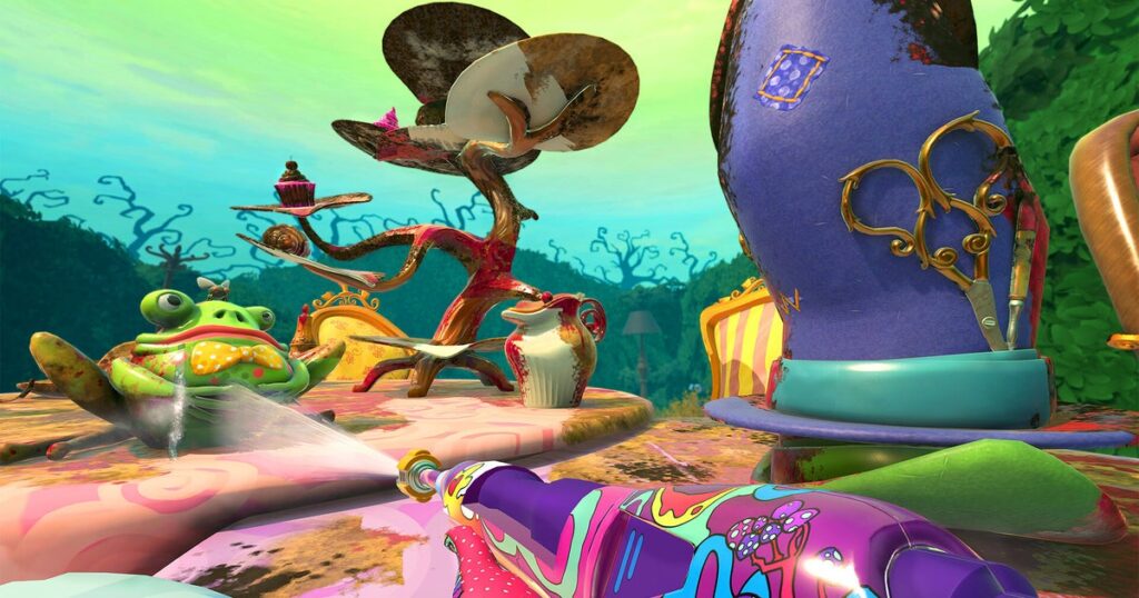 There’s something in the water: PowerWash Simulator’s trippy Alice in Wonderland DLC arrives next month